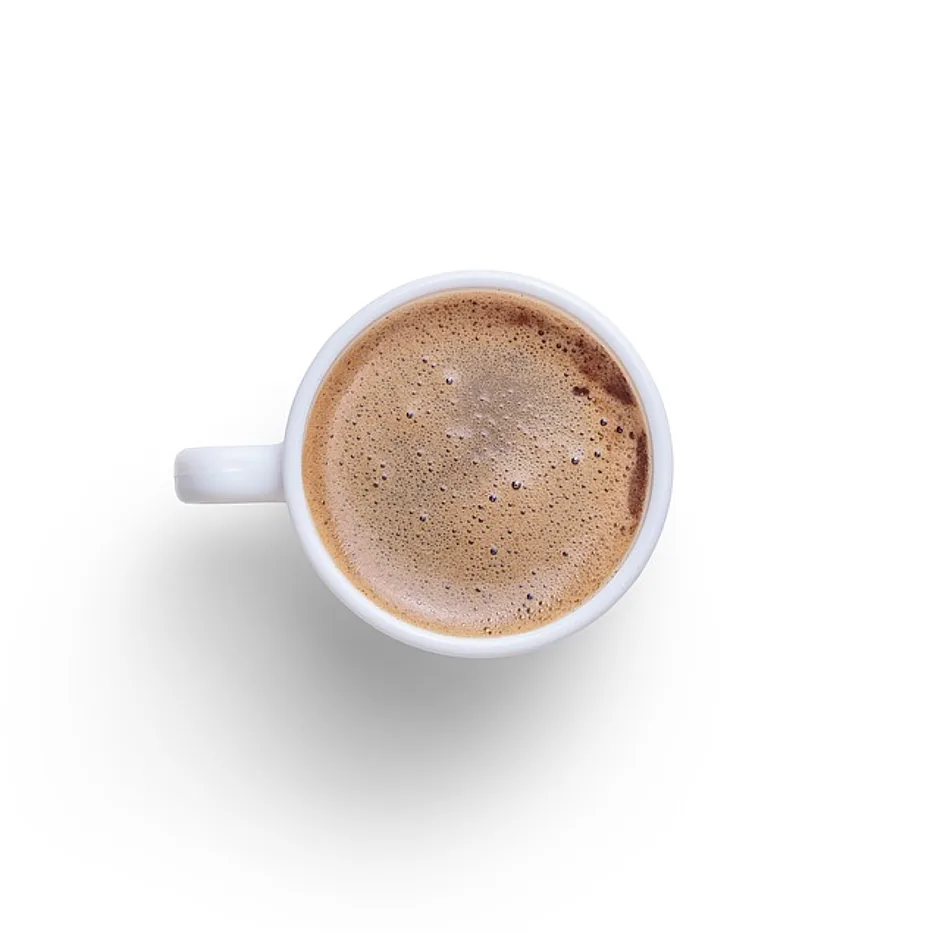 Tasse Kaffee von oben fotografiert