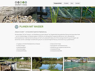 Website von Daurer und Hasse mit dem Leitsatz Planen mit Wasser