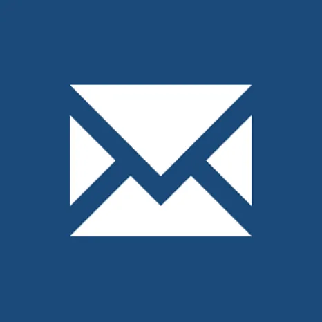 Blaue Kachel mit Briefumschlag als Symbol für E-Mail-Einstellungen