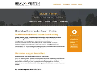 Website der Rechtsanwaltskanzlei Braun Venten aus Bamberg