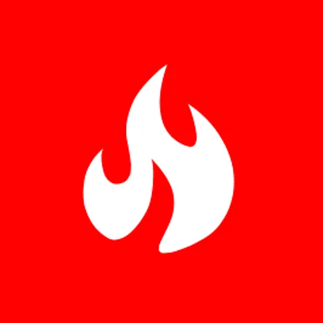 Rote Kachel mit Flamme als Symbol für den Notfall