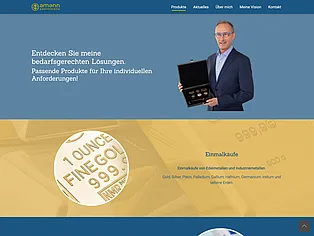 Website von Amann Edelmetalle mit einer Feingoldunze